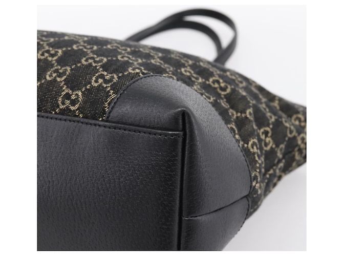 Borsa Tote GUCCI GG Supreme Nero Oro 631685 Auth ka5593M D'oro - vista 15