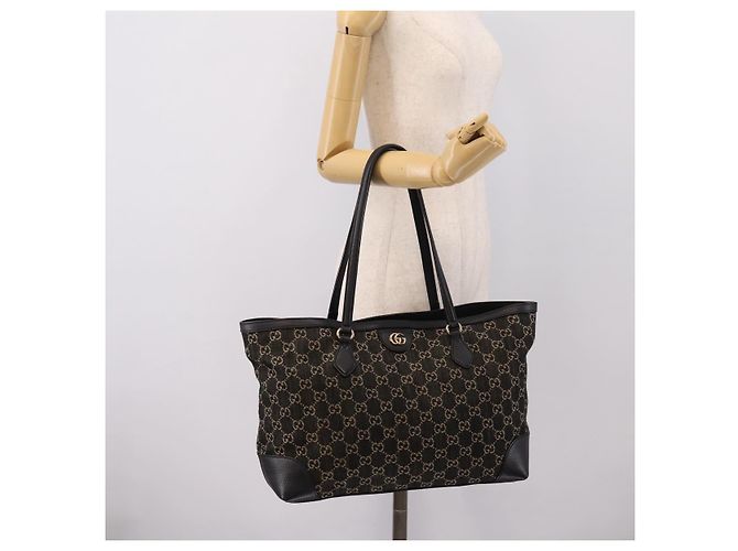 Borsa Tote GUCCI GG Supreme Nero Oro 631685 Auth ka5593M D'oro - vista 23