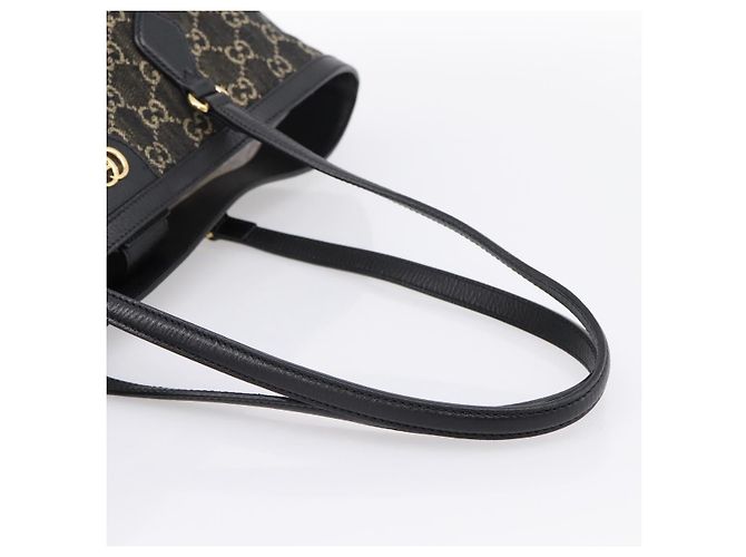 Borsa Tote GUCCI GG Supreme Nero Oro 631685 Auth ka5593M D'oro - vista 7