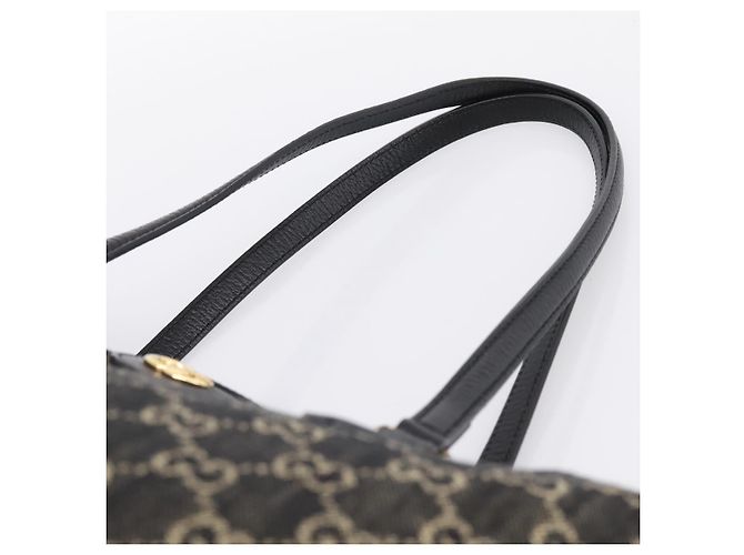 Borsa Tote GUCCI GG Supreme Nero Oro 631685 Auth ka5593M D'oro - vista 8