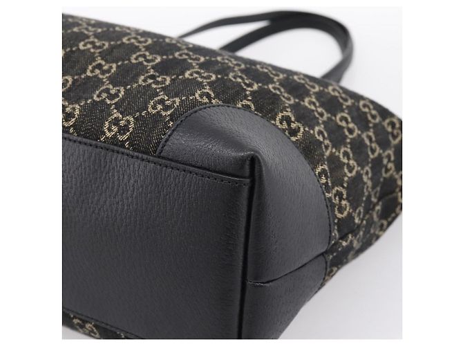 Borsa Tote GUCCI GG Supreme Nero Oro 631685 Auth ka5593M D'oro - vista 9