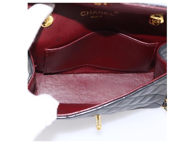 Borsa CHANEL Mini Matelasse 17 con catena in pelle d'agnello nera e oro CC Auth 196466SAV Nero D'oro - vista 10