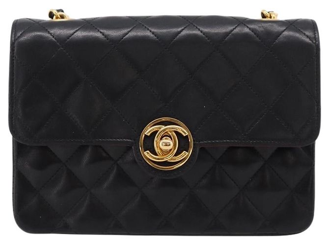 Borsa CHANEL Mini Matelasse 17 con catena in pelle d'agnello nera e oro CC Auth 196466SAV Nero D'oro - vista 13