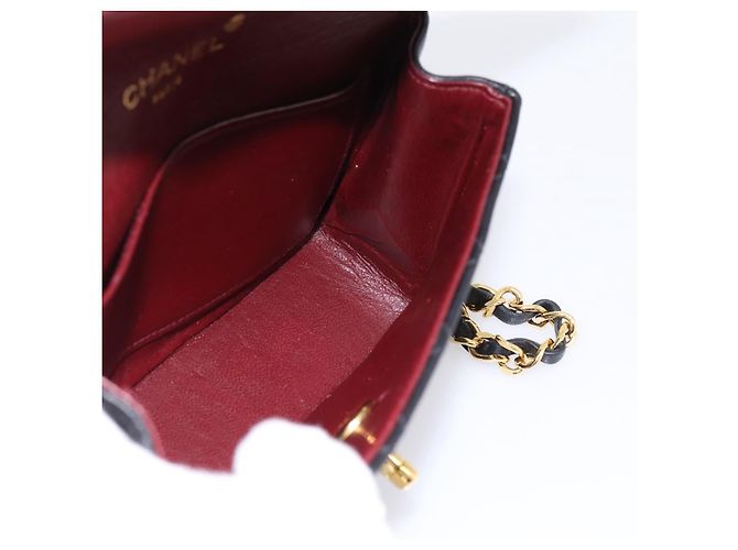 Borsa CHANEL Mini Matelasse 17 con catena in pelle d'agnello nera e oro CC Auth 196466SAV Nero D'oro - vista 19