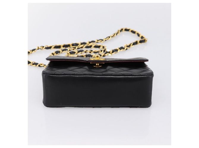 Borsa CHANEL Mini Matelasse 17 con catena in pelle d'agnello nera e oro CC Auth 196466SAV Nero D'oro - vista 5