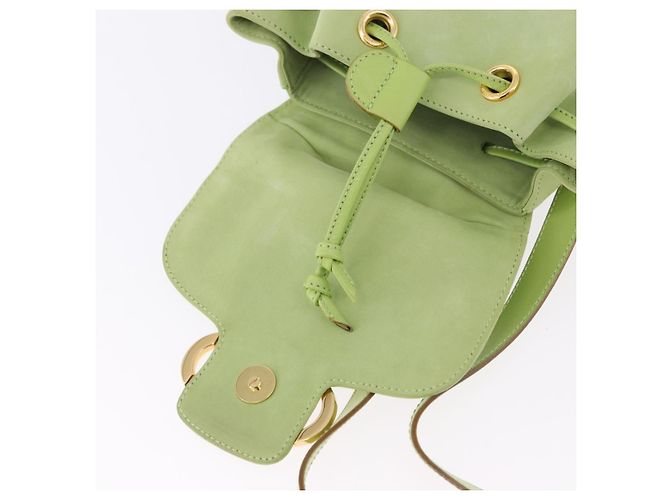 Zaino Salvatore Ferragamo Gancini in camoscio verde e oro Auth 193783A D'oro - vista 10
