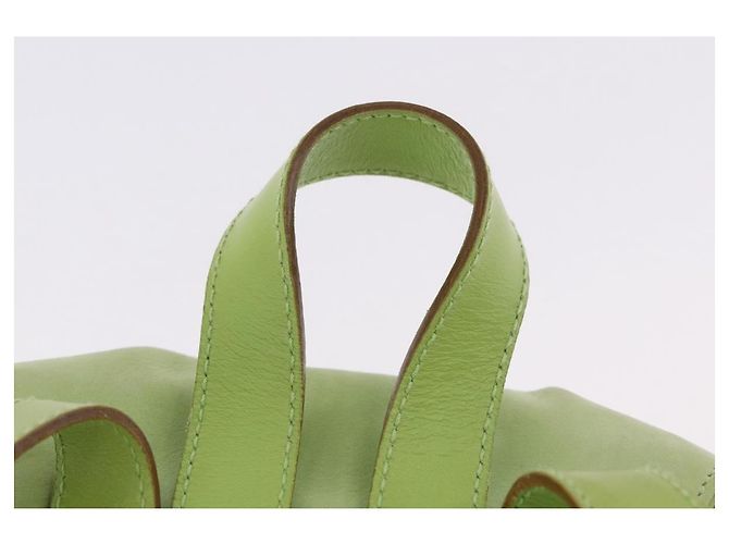 Zaino Salvatore Ferragamo Gancini in camoscio verde e oro Auth 193783A D'oro - vista 14