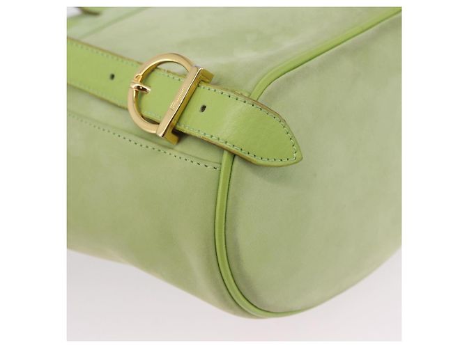 Zaino Salvatore Ferragamo Gancini in camoscio verde e oro Auth 193783A D'oro - vista 17