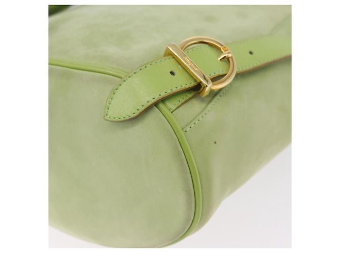 Zaino Salvatore Ferragamo Gancini in camoscio verde e oro Auth 193783A D'oro - vista 18