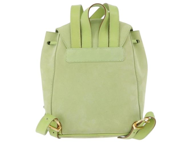 Zaino Salvatore Ferragamo Gancini in camoscio verde e oro Auth 193783A D'oro - vista 2