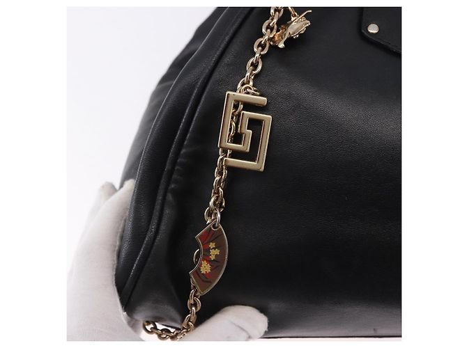 Borsa a tracolla con catena VERSACE in pelle Collaborazione H&M Nero Oro Auth 194660A D'oro - vista 18