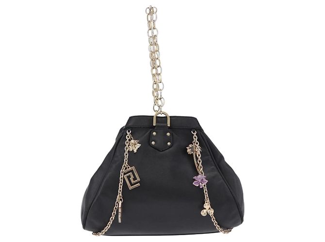 Borsa a tracolla con catena VERSACE in pelle Collaborazione H&M Nero Oro Auth 194660A D'oro - vista 2