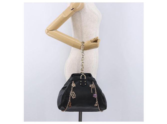 Borsa a tracolla con catena VERSACE in pelle Collaborazione H&M Nero Oro Auth 194660A D'oro - vista 22