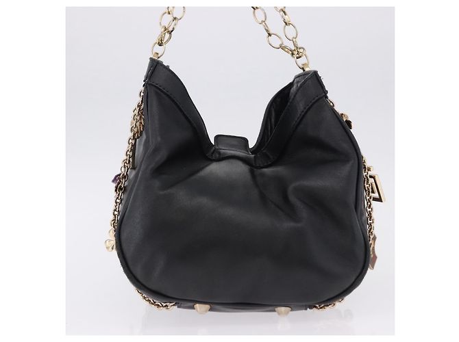 Borsa a tracolla con catena VERSACE in pelle Collaborazione H&M Nero Oro Auth 194660A D'oro - vista 4