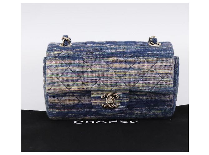 Bolso de hombro CHANEL Matelasse 20 Chain en denim azul marino con CC dorado Auth 197103SM - vista 12