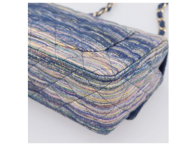 Bolso de hombro CHANEL Matelasse 20 Chain en denim azul marino con CC dorado Auth 197103SM - vista 16