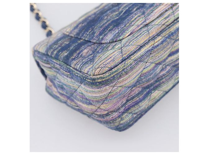 Bolso de hombro CHANEL Matelasse 20 Chain en denim azul marino con CC dorado Auth 197103SM - vista 17