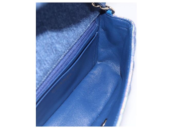 Bolso de hombro CHANEL Matelasse 20 Chain en denim azul marino con CC dorado Auth 197103SM - vista 20