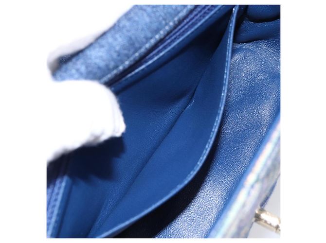 Bolso de hombro CHANEL Matelasse 20 Chain en denim azul marino con CC dorado Auth 197103SM - vista 24