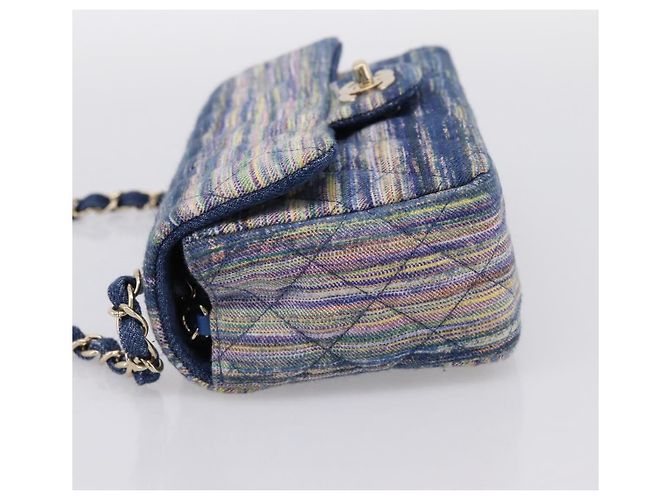 Bolso de hombro CHANEL Matelasse 20 Chain en denim azul marino con CC dorado Auth 197103SM - vista 3