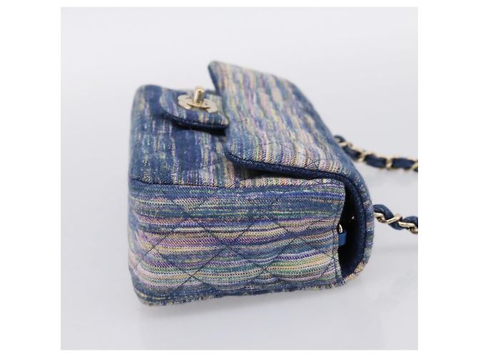Bolso de hombro CHANEL Matelasse 20 Chain en denim azul marino con CC dorado Auth 197103SM - vista 4