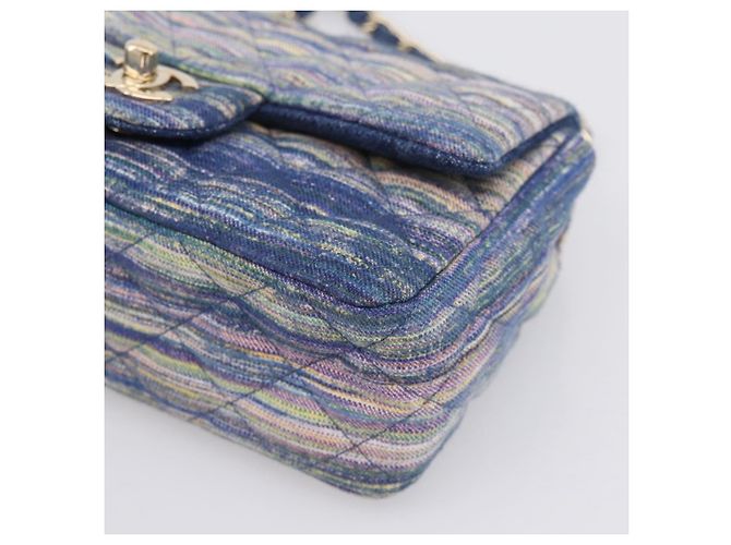 Bolso de hombro CHANEL Matelasse 20 Chain en denim azul marino con CC dorado Auth 197103SM - vista 8