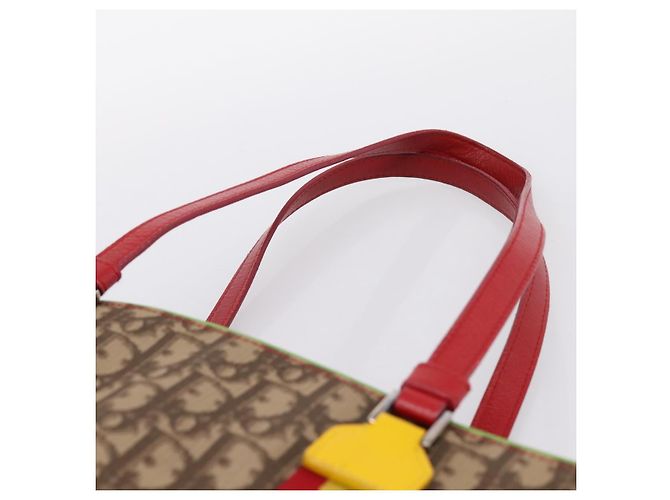 Borsa Tote Christian Dior Trotter Canvas PVC Beige Silver Auth ka5591V Argento - vista 8