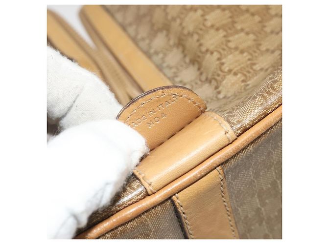 Céline Borsa Boston CELINE Macadam Canvas PVC Beige Gold Auth 194366 D'oro - vista 12