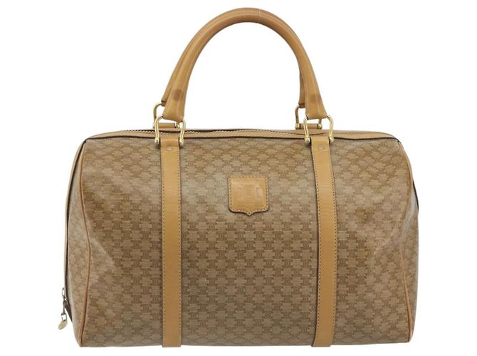 Céline Borsa Boston CELINE Macadam Canvas PVC Beige Gold Auth 194366 D'oro - vista 13