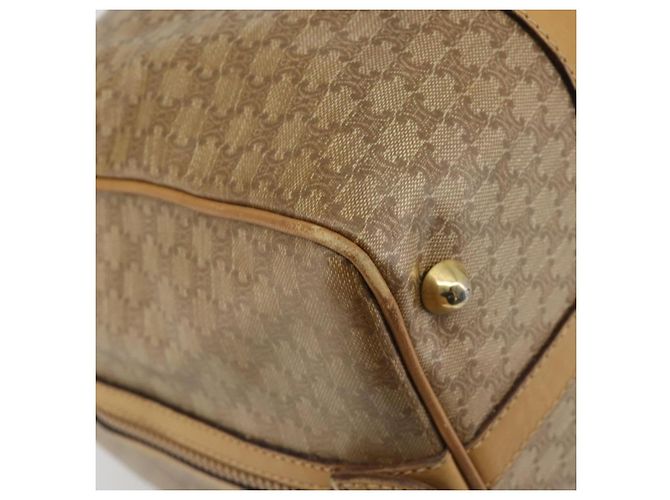 Céline Borsa Boston CELINE Macadam Canvas PVC Beige Gold Auth 194366 D'oro - vista 14
