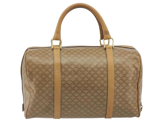 Céline Borsa Boston CELINE Macadam Canvas PVC Beige Gold Auth 194366 D'oro - vista 2