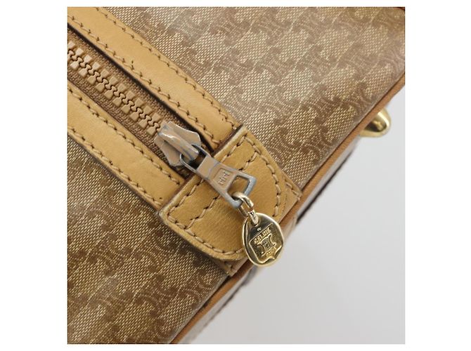 Céline Borsa Boston CELINE Macadam Canvas PVC Beige Gold Auth 194366 D'oro - vista 20