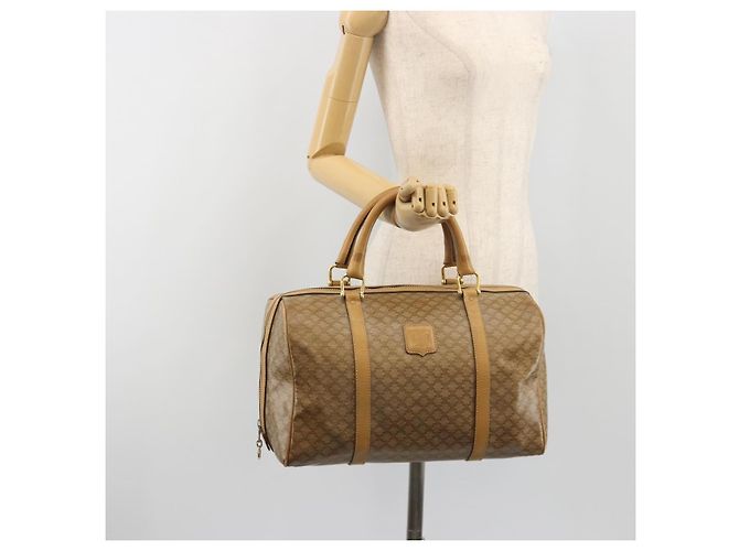 Céline Borsa Boston CELINE Macadam Canvas PVC Beige Gold Auth 194366 D'oro - vista 25