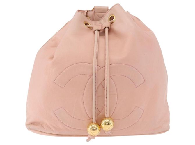 Zaino CHANEL Lamb Skin Pink Gold CC Auth 195704A Rosa D'oro - vista 13