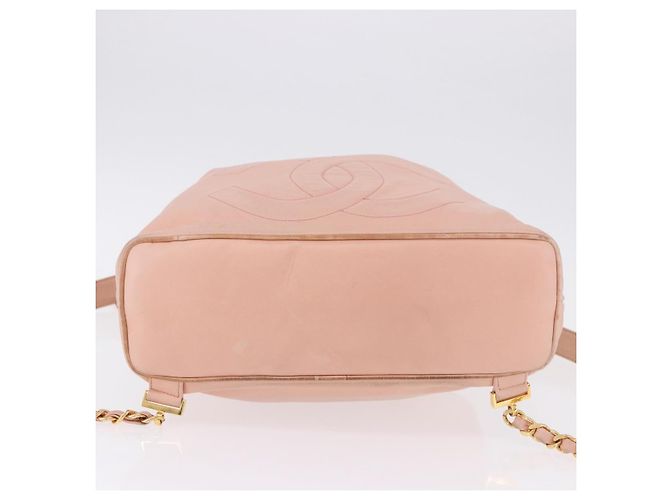 Zaino CHANEL Lamb Skin Pink Gold CC Auth 195704A Rosa D'oro - vista 6