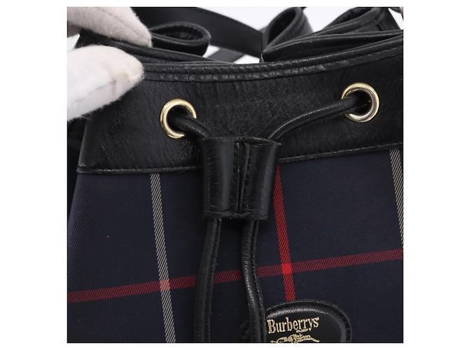 Borsa a Tracolla Burberrys Nova Check Canvas Navy Tono Oro Auth 195352 Blu navy - vista 11