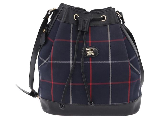 Borsa a Tracolla Burberrys Nova Check Canvas Navy Tono Oro Auth 195352 Blu navy - vista 13