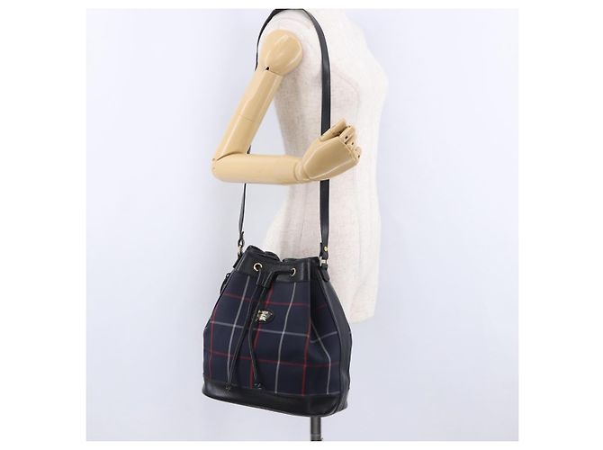 Borsa a Tracolla Burberrys Nova Check Canvas Navy Tono Oro Auth 195352 Blu navy - vista 21