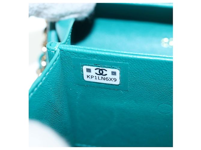 CHANEL Matelasse Chain Shoulder Bag Lamb Skin Green Gold CC Auth 195029SM Golden - view 11