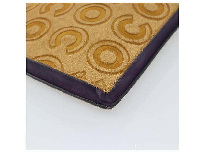 Borsa Clutch CHANEL Pelle Harako Marrone Oro CC Auth 195999A D'oro - vista 16