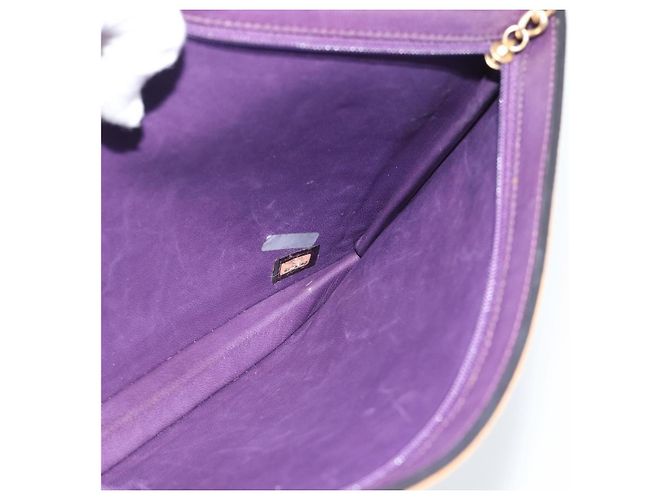 Borsa Clutch CHANEL Pelle Harako Marrone Oro CC Auth 195999A D'oro - vista 18