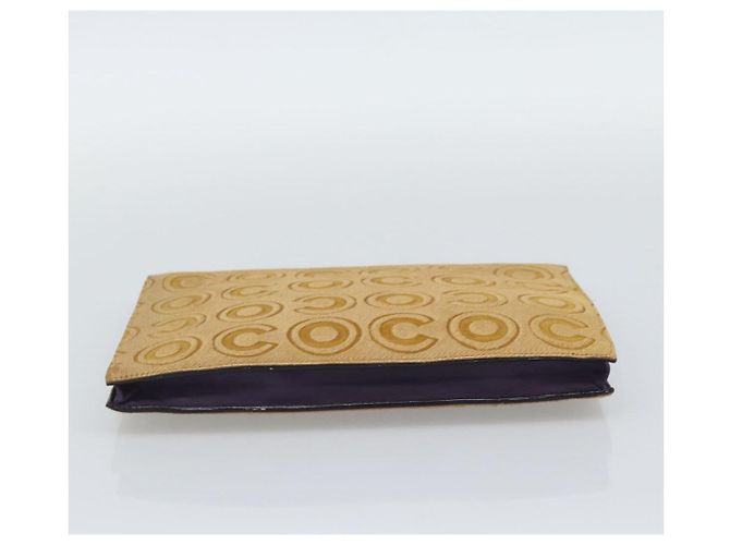 Borsa Clutch CHANEL Pelle Harako Marrone Oro CC Auth 195999A D'oro - vista 6