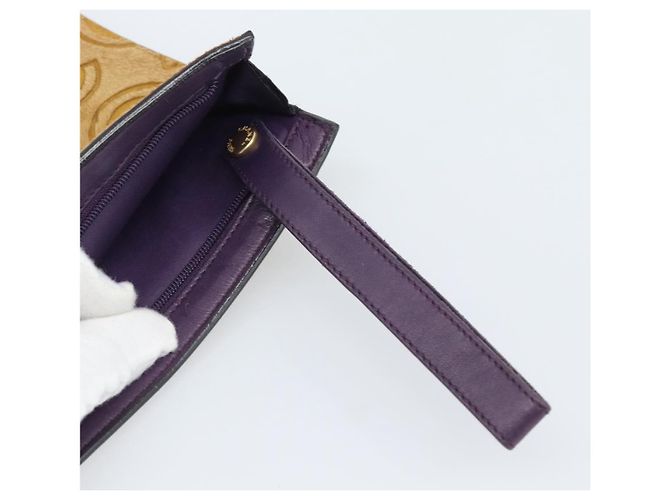 Borsa Clutch CHANEL Pelle Harako Marrone Oro CC Auth 195999A D'oro - vista 9