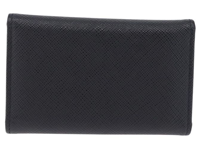 Saffiano PRADA Safifano Leather Key Case Leather Black Auth 183512A - view 2
