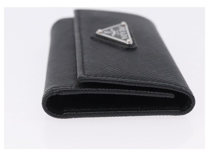 Saffiano PRADA Safifano Leather Key Case Leather Black Auth 183512A - view 3