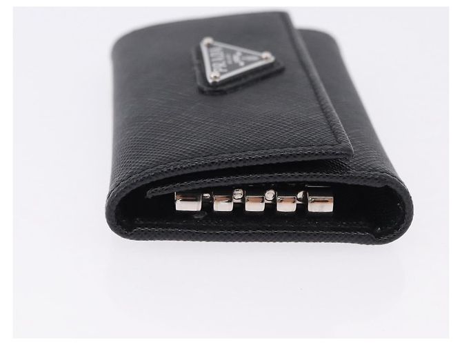 Saffiano PRADA Safifano Leather Key Case Leather Black Auth 183512A - view 4