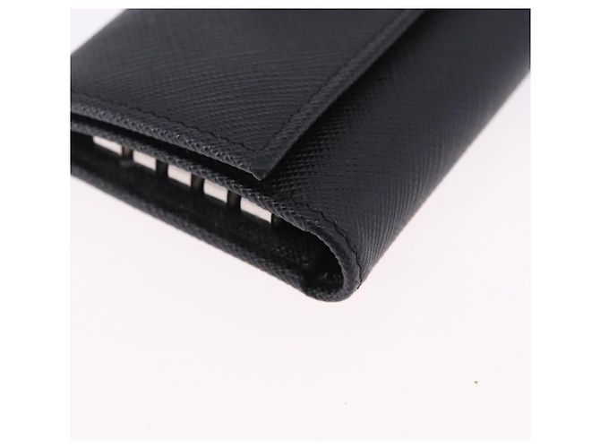 Saffiano PRADA Safifano Leather Key Case Leather Black Auth 183512A - view 7