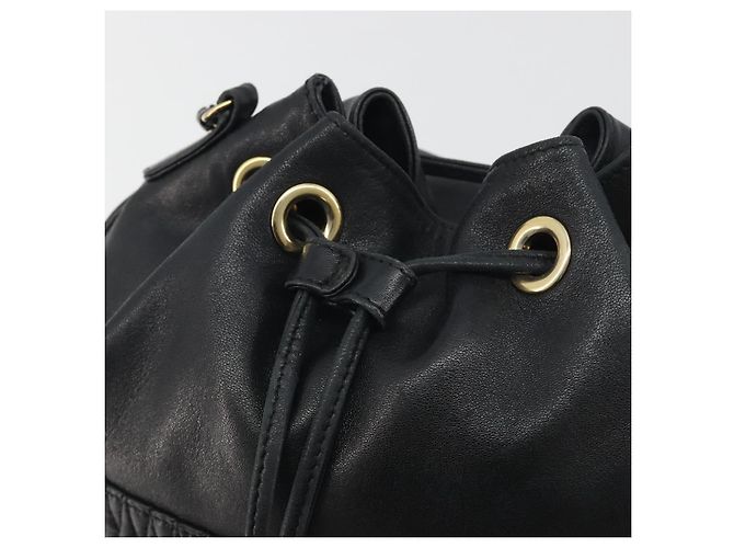 Borsa a tracolla con catena BALLY in pelle nera e oro Auth 194985A Nero D'oro - vista 10