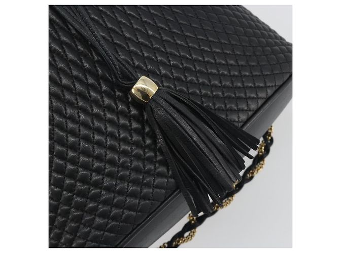 Borsa a tracolla con catena BALLY in pelle nera e oro Auth 194985A Nero D'oro - vista 17