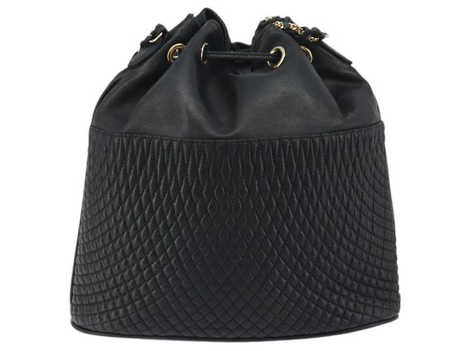 Borsa a tracolla con catena BALLY in pelle nera e oro Auth 194985A Nero D'oro - vista 2